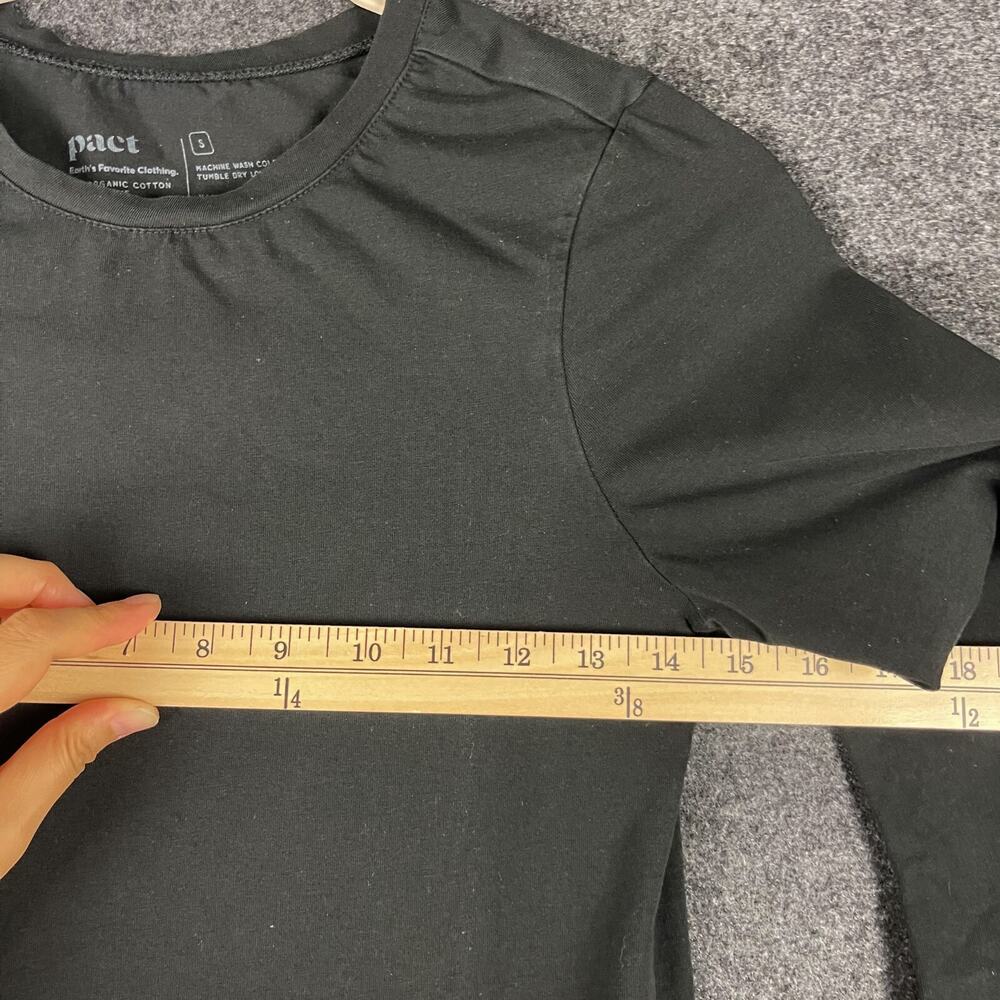 Pact Top Womens Small Black Organic Cotton Long Sleeve Stretch Crew Neck Casual - Picture 5 of 10